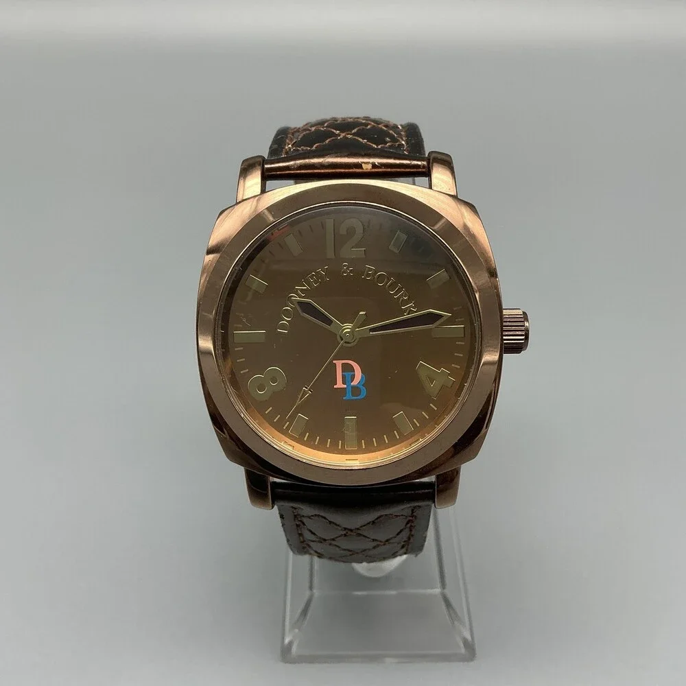Dooney & Bourke Womens Watch 39mm Rose Gold Dial Brown Leather New Battery